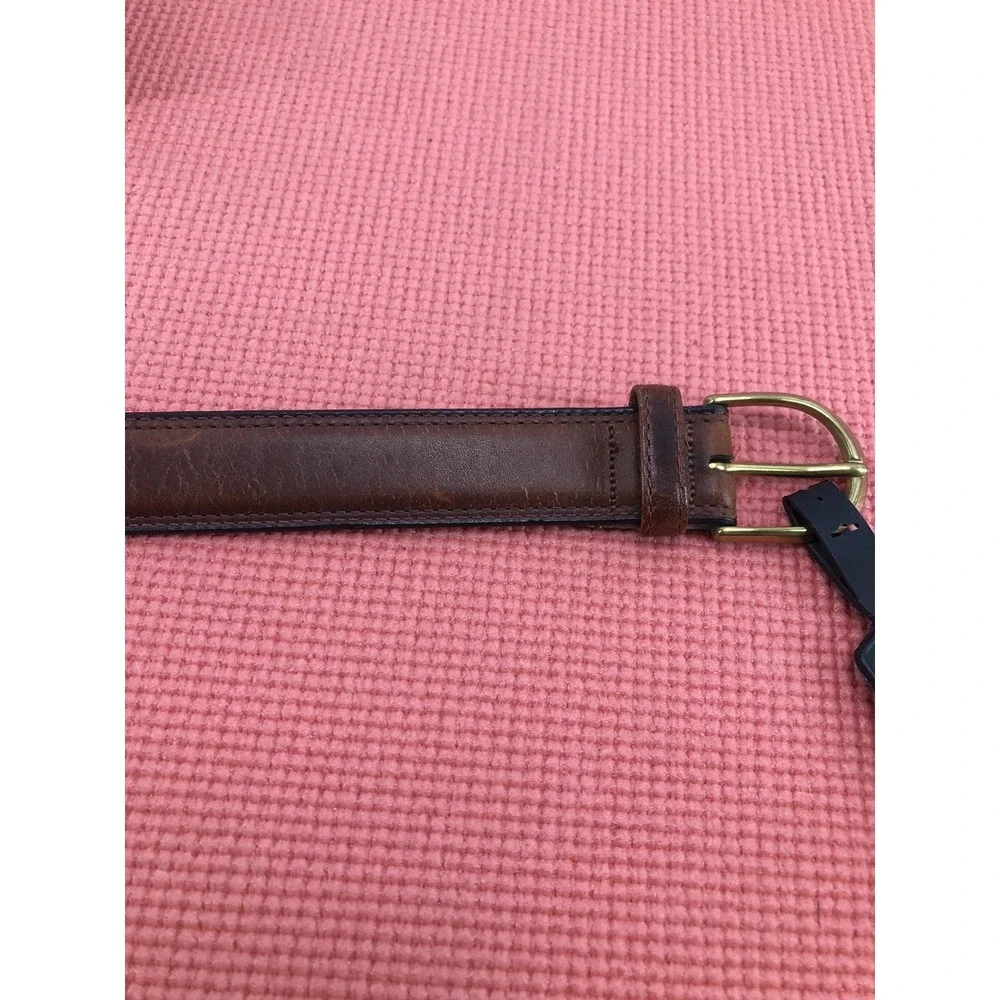 Western belt men 36 brown distressed crackle gold tone buckle full grain leather